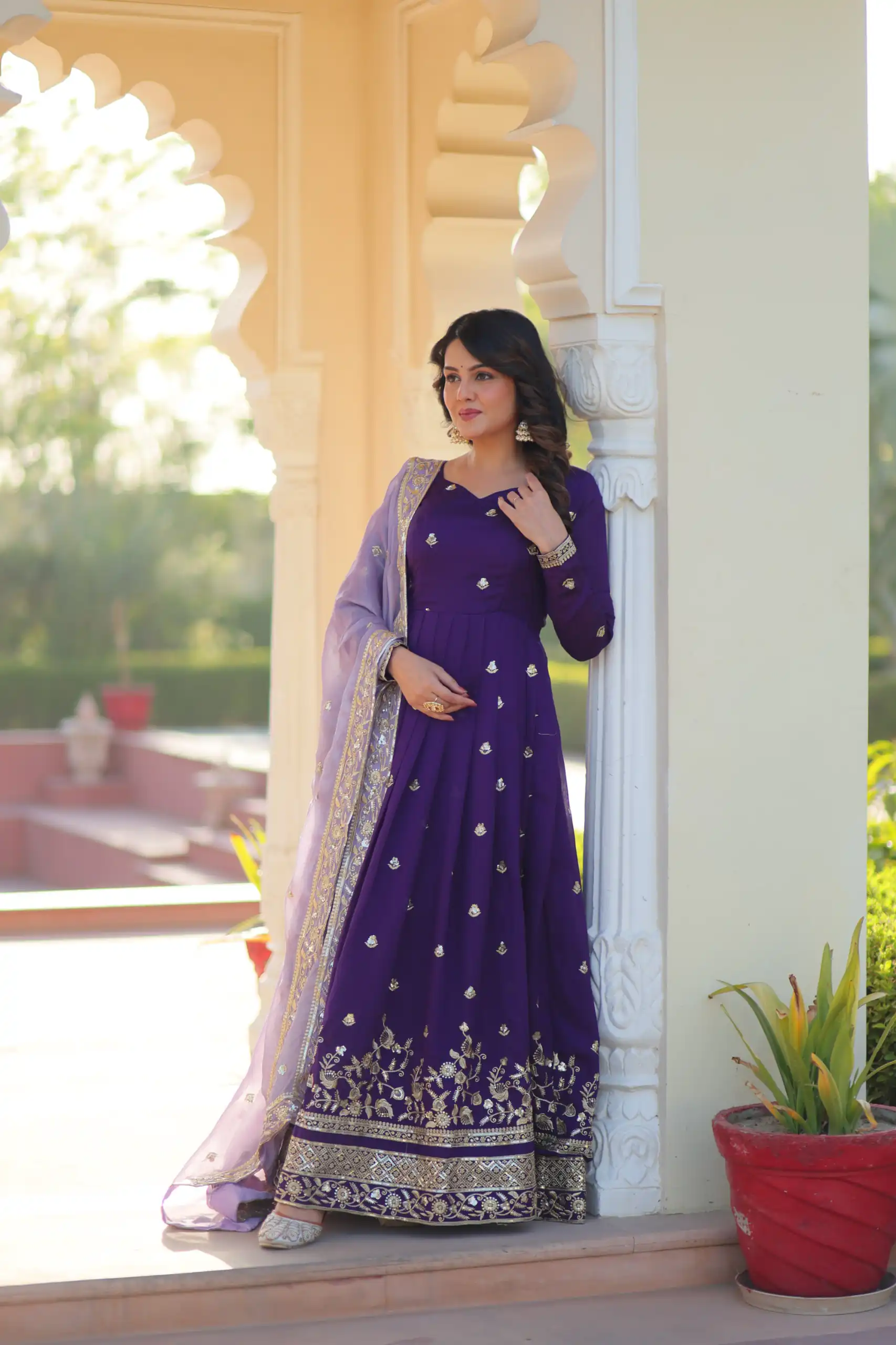 KA 1206 Purple in Star GeorgetteFandy Zari Work & Embroidery Work Gown . Introductory Price ₹2549. Delivery 4-6 Working Days. Shop now. | Gowns, Bollywood Gowns, Creative Gowns, Designer Gowns, Embroidered Gowns, Party Wear Gowns