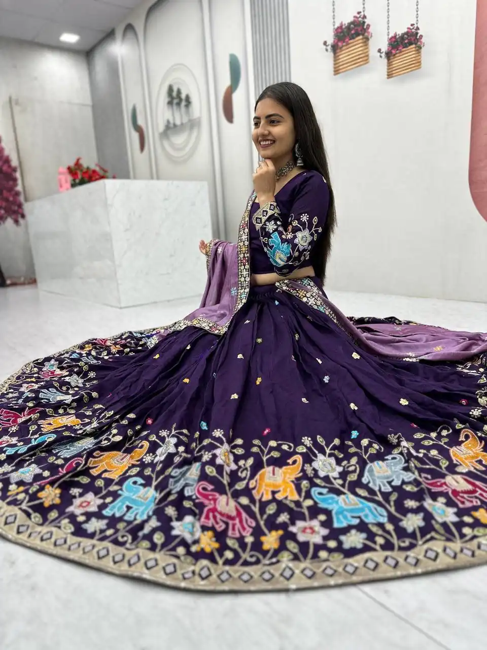 PC 545 Purple Vichitra Silk Lehenga Choli with Lace Border & Lace Work. Special Price ₹3249. Delivery 4-6 Working Days. Shop now. | Lehenga, Bollywood Lehenga, Creative Lehenga, Designer Lehenga, Embroidered Lehenga, Party Wear Lehenga