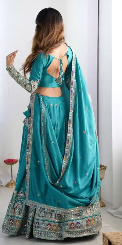 MF TAJ 1003 Rama in Color Chinon Silk Embroidery Work Lehenga Choli . Get it for ₹1949. Delivery 4-6 Working Days. Shop now. | Lehenga, Bollywood Lehenga, Creative Lehenga, Designer Lehenga, Embroidered Lehenga, Party Wear Lehenga