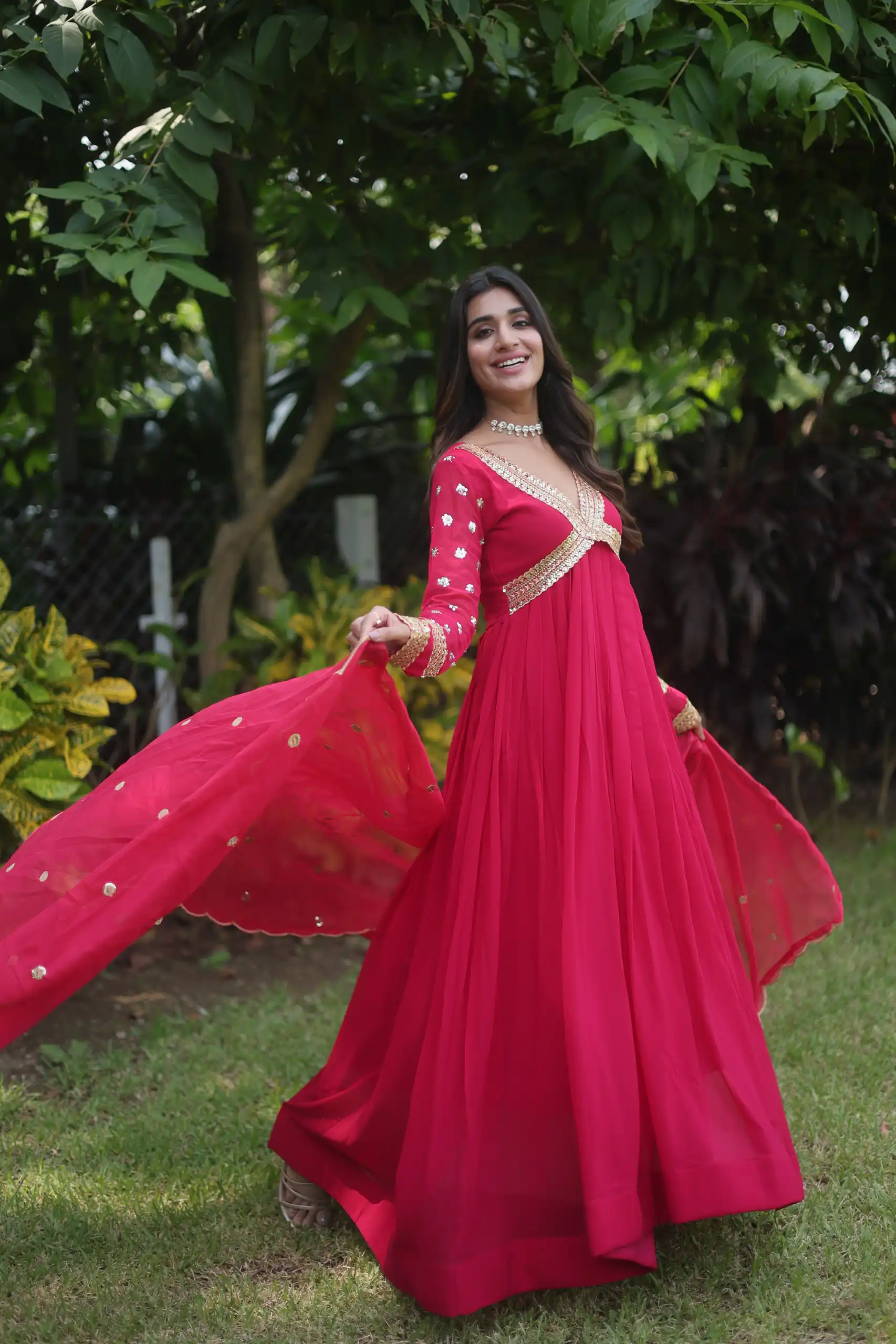 KA 1067 Rani Pink Faux Blooming Gown Perfect for Wedding, Party, Haldi, Raksha Bandhan, Traditional Day – . Exclusive Offer ₹1849. Delivery 4-6 Working Da | Gowns, Bollywood Gowns, Creative Gowns, Designer Gowns, Embroidered Gowns, Party Wear Gowns