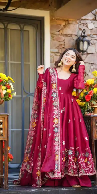 KD 1559 Rani Pink with Designer Work Organza Silk Salwar Suit . Exclusive Offer ₹2599. Delivery 4-6 Working Days. Shop now. | Jump Suits, Tops & Bottoms, Track Suits, Trendy Wear, Salwar suit, Designer Suits, Casual Suits, Creative suits, Palazzo Suits, Party Wear Suits, Patiala Suits, Straight Suits