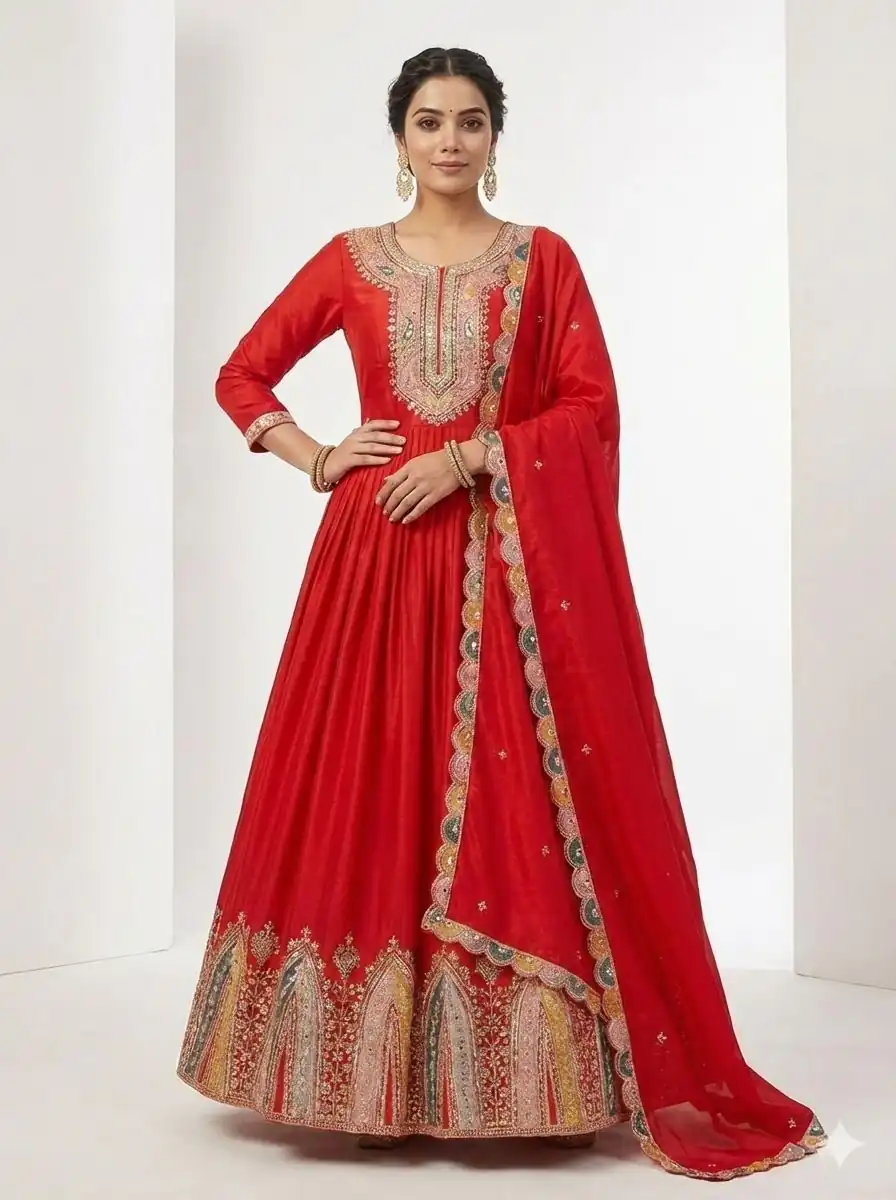 ZF 5002 Red Color Color Chinon Silk Salwar Suit with Embroidery Work. Festive Deal ₹2099. Delivery 4-6 Working Days. Shop now. | Jump Suits, Tops & Bottoms, Track Suits, Trendy Wear, Salwar suit, Designer Suits, Casual Suits, Creative suits, Palazzo Suits, Party Wear Suits, Patiala Suits, Straight Suits