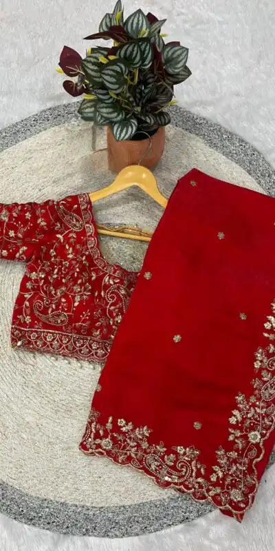 BT 3151 Red Fandy Satin Silk Saree with Sequins Work & Embroidery Work. Get it for ₹1949. Delivery 4-6 Working Days. Shop now. | Sarees, Bollywood Sarees, Creative Sarees, Designer Sarees, Embroidered Sarees, Ethnic Saree, Modern Digital sarees, Party Wear Sarees