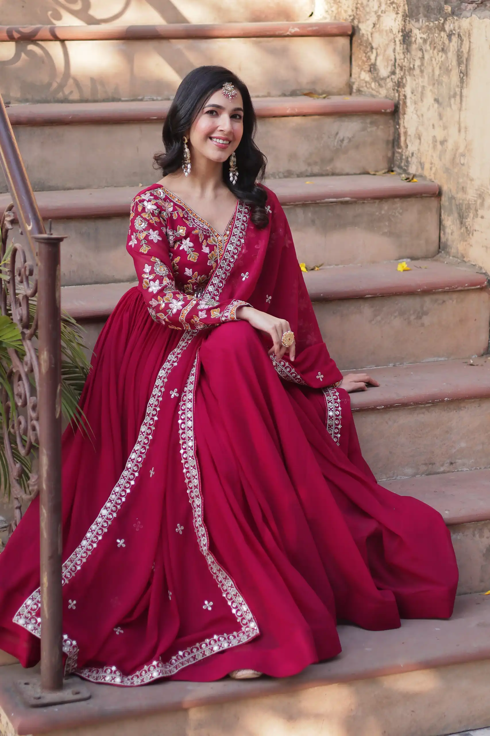 KA 1147 Red in Color Faux Blooming Embroidery Work & Zari Work Gown . Grab it for ₹2049. Delivery 4-6 Working Days. Shop now. | Gowns, Bollywood Gowns, Creative Gowns, Designer Gowns, Embroidered Gowns, Party Wear Gowns