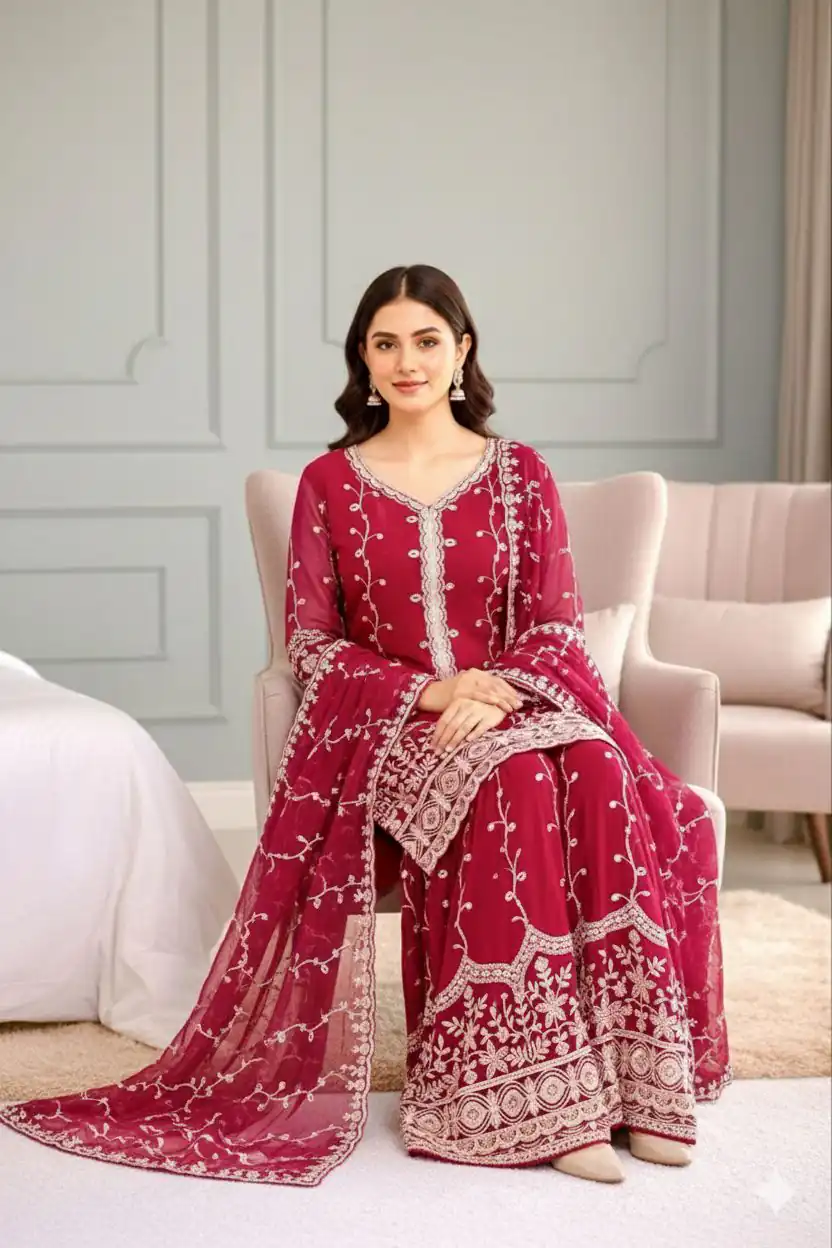 SSR 533 Red Color Fendy Silk Salwar Suit with Embroidery Work. Affordable Price ₹2149. Delivery 4-6 Working Days. Shop now. | Jump Suits, Salwar suit, Designer Suits, Casual Suits, Creative suits, Palazzo Suits, Party Wear Suits, Patiala Suits, Straight Suits