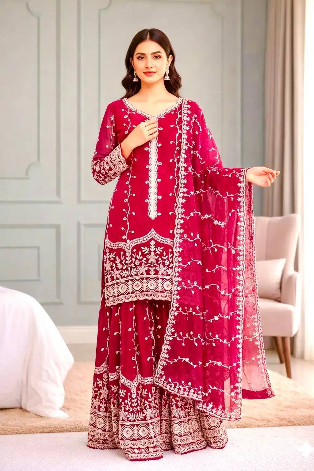 SSR 533 Red Color Fendy Silk Salwar Suit with Embroidery Work. Affordable Price ₹2149. Delivery 4-6 Working Days. Shop now. | Jump Suits, Salwar suit, Designer Suits, Casual Suits, Creative suits, Palazzo Suits, Party Wear Suits, Patiala Suits, Straight Suits