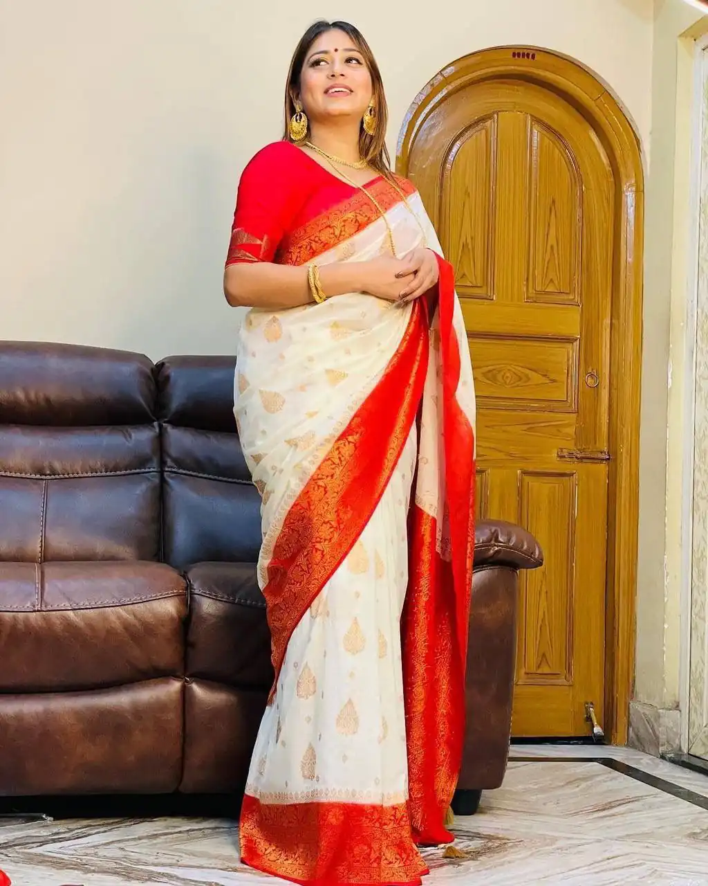KPR 126 Red in Red Soft Lichi Silk Designer Work Saree . Wedding, Party, Festive, Events, Affordable Price ₹1499. Delivery 4-6 Working Days. Shop now. | Sarees, Bollywood Sarees, Creative Sarees, Designer Sarees, Embroidered Sarees, Ethnic Saree, Modern Digital sarees, Party Wear Sarees