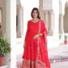 Red Vichitra Silk Embroidery Sequins Work Gown