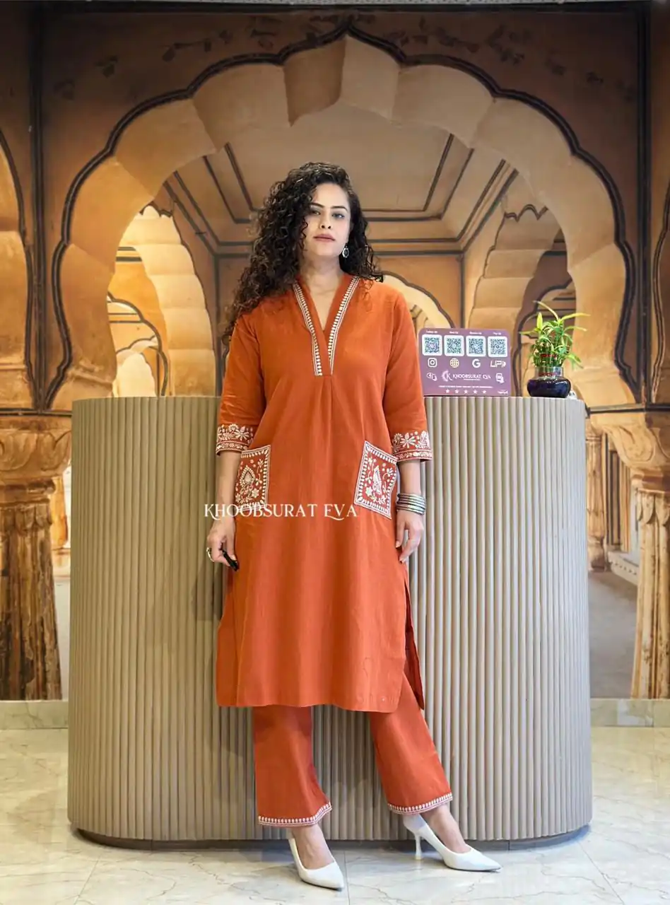 MF 899 Rust in Color Cambric Cotton Embroidery Work & Lace Work Kurti . Best Price ₹1449. Delivery 4-6 Working Days. Shop now. | Kurti, Bollywood Kurti, Creative Kurtis, Designer Kurti, Party Wear Kurti, Selfie Kurti