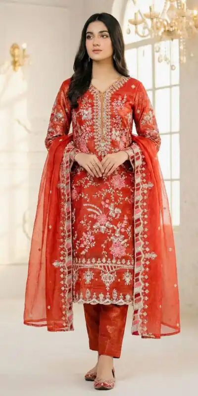 SRK 5321 Rust Crunchy Silk Salwar Suit Perfect for Wedding, Party, Eid, Sangeet, Cultural Events – . Exclusive Offer ₹2499. Delivery 4-6 Working Days. | Jump Suits, Salwar suit, Designer Suits, Casual Suits, Creative suits, Palazzo Suits, Party Wear Suits, Patiala Suits, Straight Suits