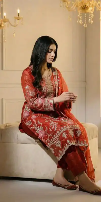 SRK 5321 Rust Crunchy Silk Salwar Suit Perfect for Wedding, Party, Eid, Sangeet, Cultural Events – . Exclusive Offer ₹2499. Delivery 4-6 Working Days. | Jump Suits, Salwar suit, Designer Suits, Casual Suits, Creative suits, Palazzo Suits, Party Wear Suits, Patiala Suits, Straight Suits