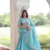 Sky Blue Gold Crush Embroidery Zari Work Lehenga Choli