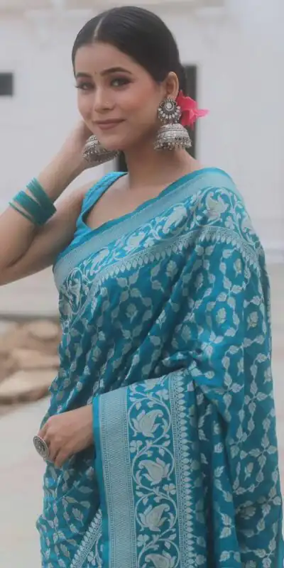 KPR 277 Sky Blue in Soft Lichi Silk Lace Border & Lace Work Saree . Available at ₹1299 only. Delivery 4-6 Working Days. Shop now. | Sarees, Bollywood Sarees, Creative Sarees, Designer Sarees, Embroidered Sarees, Ethnic Saree, Modern Digital sarees, Party Wear Sarees