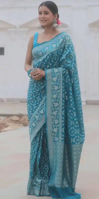 KPR 277 Sky Blue in Soft Lichi Silk Lace Border & Lace Work Saree . Available at ₹1299 only. Delivery 4-6 Working Days. Shop now. | Sarees, Bollywood Sarees, Creative Sarees, Designer Sarees, Embroidered Sarees, Ethnic Saree, Modern Digital sarees, Party Wear Sarees