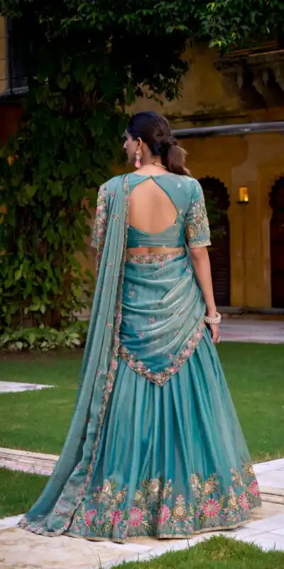LNB 1450 Sky Blue in Zari Shimmer Embroidery Work & Zari Work Lehenga Choli . Grab it for ₹3599. Delivery 4-6 Working Days. Shop now. | Lehenga, Bollywood Lehenga, Creative Lehenga, Designer Lehenga, Embroidered Lehenga, Party Wear Lehenga