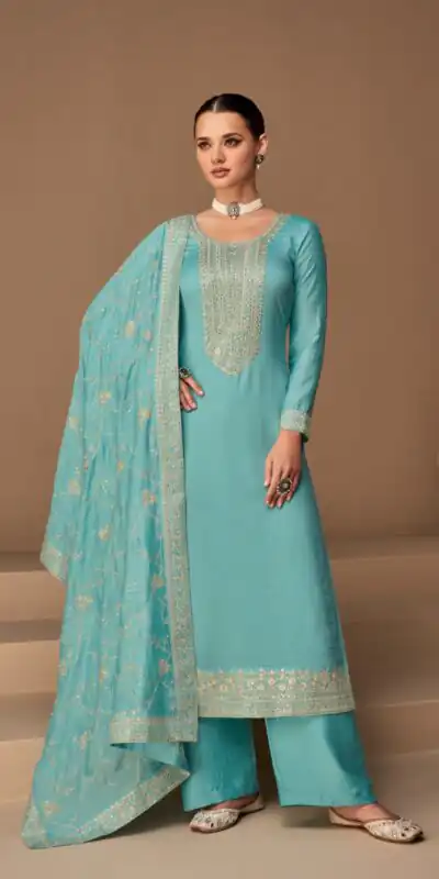 FC 9522 Sky Blue Vichitra Salwar Suitwith Embroidery Work & Stone Work. Exclusive Offer ₹2499. Delivery 4-6 Working Days. Shop now. | Jump Suits, Tops & Bottoms, Track Suits, Trendy Wear, Salwar suit, Designer Suits, Casual Suits, Creative suits, Palazzo Suits, Party Wear Suits, Patiala Suits, Straight Suits