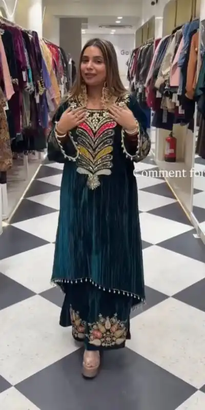 ST 1149 Teal in 9000 Velvet Lace Work & Embroidery Work Salwar Suit . Affordable Price ₹2029. Delivery 4-6 Working Days. Shop now. | Jump Suits, Tops & Bottoms, Track Suits, Trendy Wear, Salwar suit, Designer Suits, Casual Suits, Creative suits, Palazzo Suits, Party Wear Suits, Patiala Suits, Straight Suits