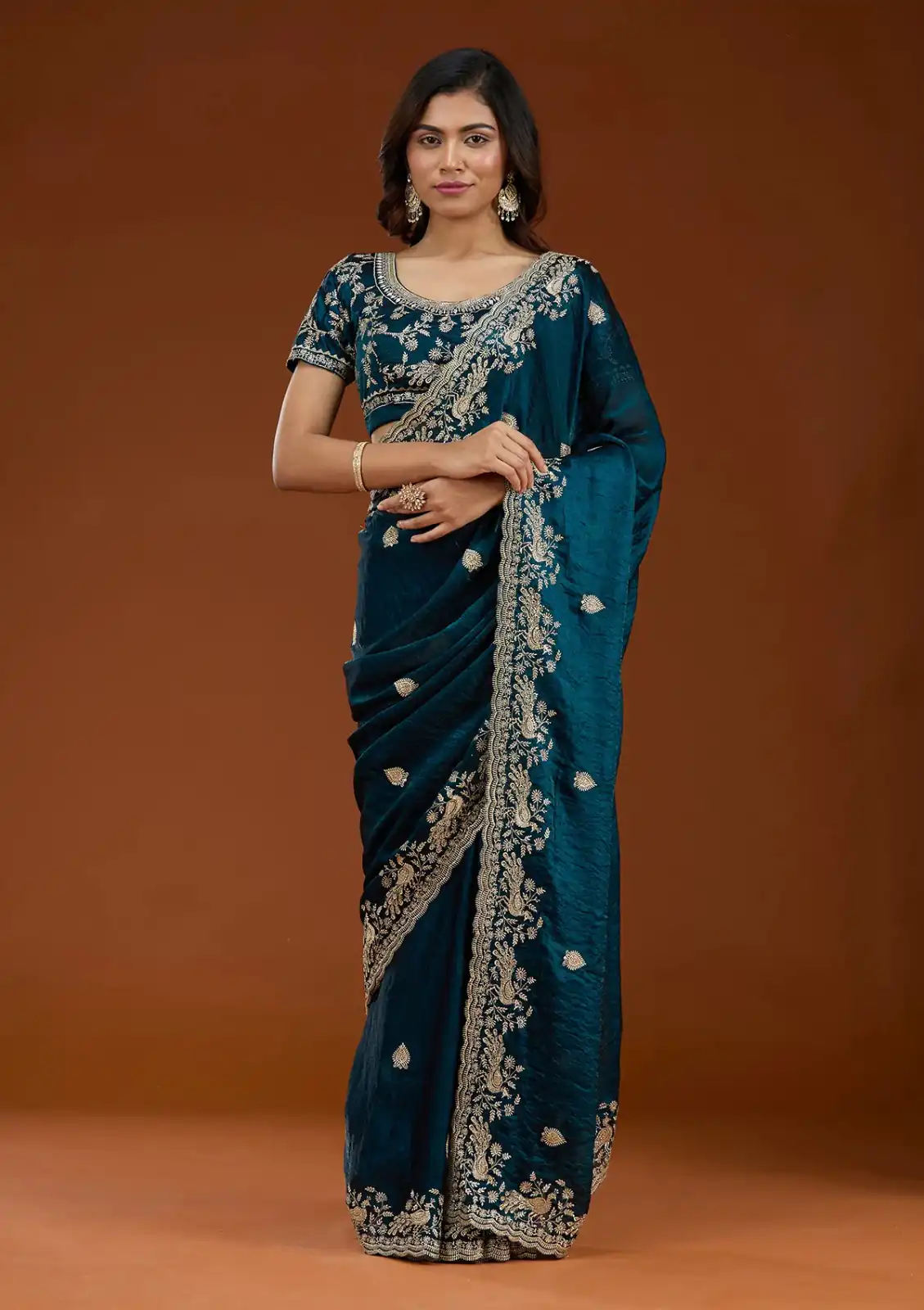 E BT 438 Teal in Fandy Satin Silk mbroidery Work & Zari Work Saree. Special Price ₹1949. Delivery 4-6 Working Days. Shop now. | Sarees, Bollywood Sarees, Creative Sarees, Designer Sarees, Embroidered Sarees, Ethnic Saree, Modern Digital sarees, Party Wear Sarees