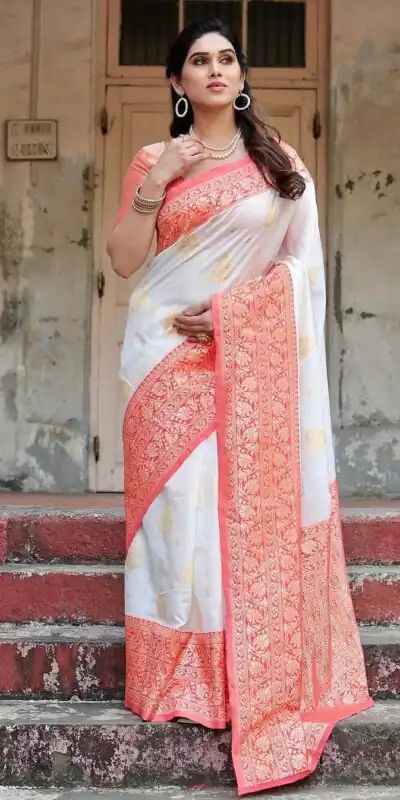 KPR 126 White in Red Soft Lichi Silk Designer Work Saree . Wedding, Party, Festive, Events, Affordable Price ₹1499. Delivery 4-6 Working Days. Shop now. | Sarees, Bollywood Sarees, Creative Sarees, Designer Sarees, Embroidered Sarees, Ethnic Saree, Modern Digital sarees, Party Wear Sarees