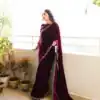 ST 403 Wine in 9000 Velvet Embroidery Work & Lace Work Saree . Introductory Price ₹1999. Delivery 4-6 Working Days. Shop now. | Sarees, Bollywood Sarees, Creative Sarees, Designer Sarees, Embroidered Sarees, Ethnic Saree, Modern Digital sarees, Party Wear Sarees