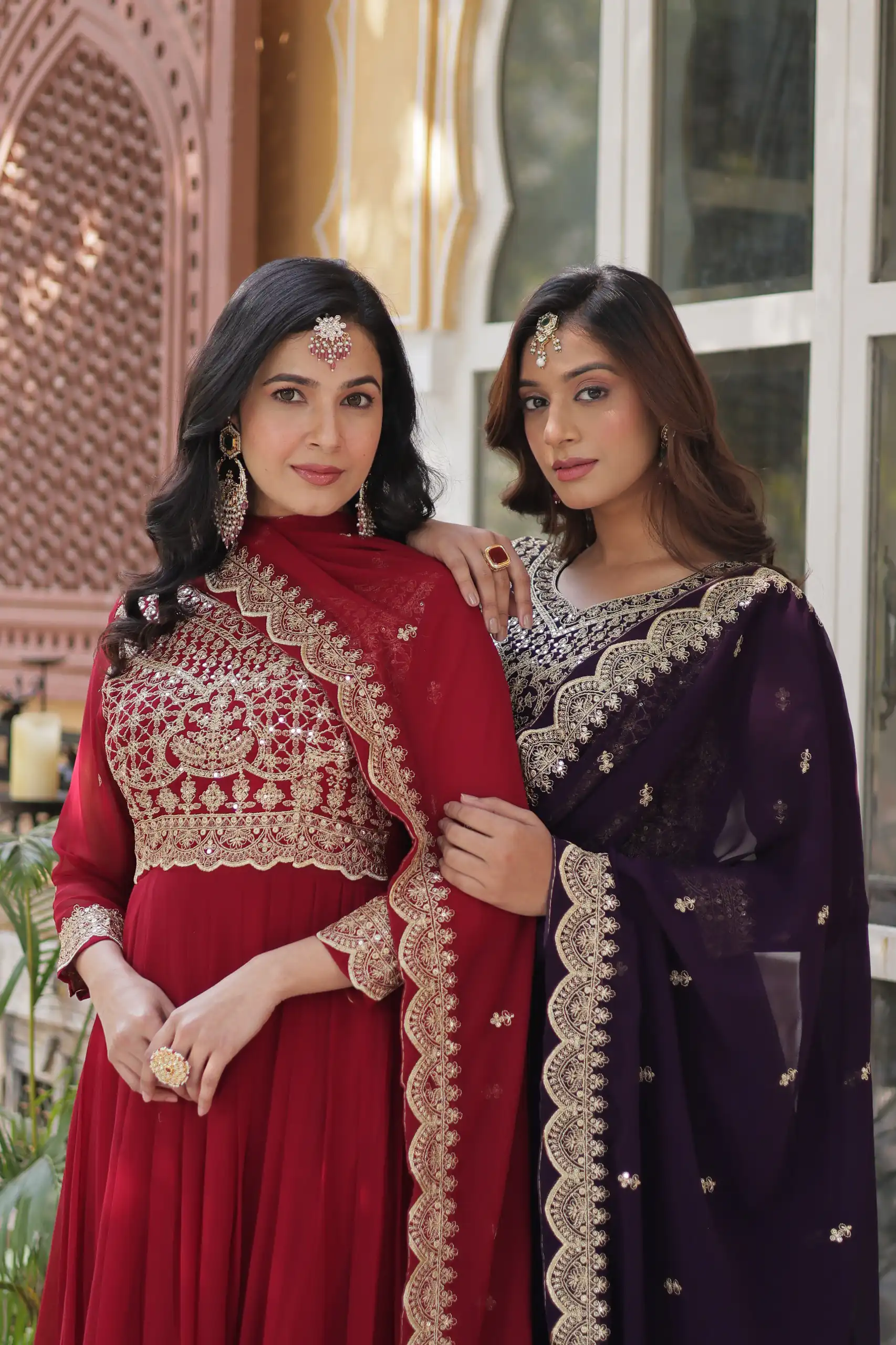 KA 1137 Wine Color Faux Blooming Gown with Embroidery Work & Zari Work. Best Price ₹2599. Delivery 4-6 Working Days. Shop now. | Gowns, Bollywood Gowns, Creative Gowns, Designer Gowns, Embroidered Gowns, Party Wear Gowns