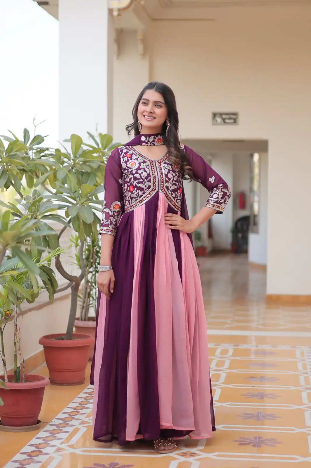 Ram 079 Wine Fox Georgette Gown Perfect for Wedding, Party, Eid, Temple Visit, Pongal – . Best Price ₹2049. Delivery 4-6 Working Days. Shop now. | Gowns, Bollywood Gowns, Creative Gowns, Designer Gowns, Embroidered Gowns, Party Wear Gowns