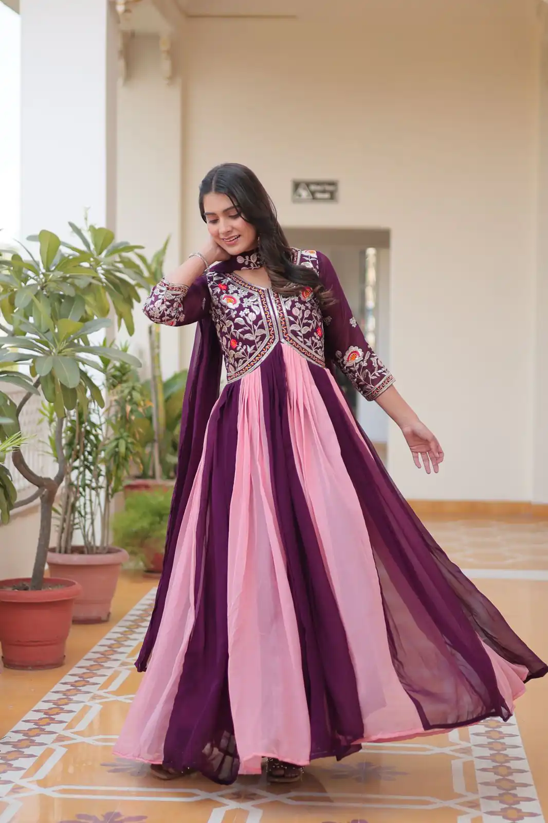 Ram 079 Wine Fox Georgette Gown Perfect for Wedding, Party, Eid, Temple Visit, Pongal – . Best Price ₹2049. Delivery 4-6 Working Days. Shop now. | Gowns, Bollywood Gowns, Creative Gowns, Designer Gowns, Embroidered Gowns, Party Wear Gowns