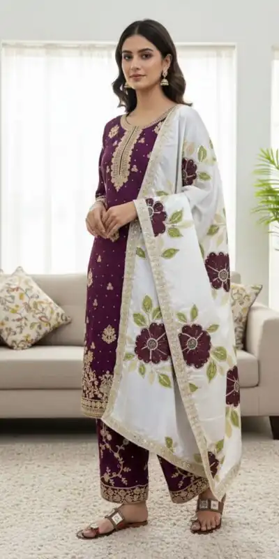 SRK 5315 Wine Organza SILK Salwar Suit Perfect for Wedding, Party, Lohri, Ethnic Day, Eid – . Affordable Price ₹2499. Delivery 4-6 Working Days. | Jump Suits, Tops & Bottoms, Track Suits, Trendy Wear, Salwar suit, Designer Suits, Casual Suits, Creative suits, Palazzo Suits, Party Wear Suits, Patiala Suits, Straight Suits