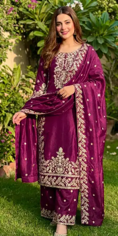SRK 5316 Wine Organza Silk Salwar Suit Perfect for Wedding, Party, Makar Sankranti, Eid, Durga Puja – . Affordable Price ₹2149. Delivery 4-6 Workin | Jump Suits, Tops & Bottoms, Track Suits, Trendy Wear, Salwar suit, Designer Suits, Casual Suits, Creative suits, Palazzo Suits, Party Wear Suits, Patiala Suits, Straight Suits