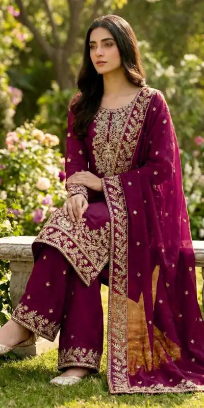 SRK 5316 Wine Organza Silk Salwar Suit Perfect for Wedding, Party, Makar Sankranti, Eid, Durga Puja – . Affordable Price ₹2149. Delivery 4-6 Workin | Jump Suits, Tops & Bottoms, Track Suits, Trendy Wear, Salwar suit, Designer Suits, Casual Suits, Creative suits, Palazzo Suits, Party Wear Suits, Patiala Suits, Straight Suits