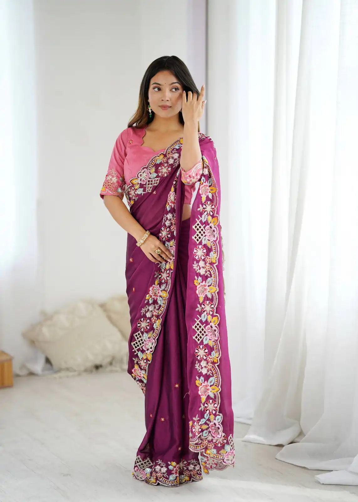 BT 1303 Wine Premium Noha Crush Saree with Sequins Work & Embroidery Work. Exclusive Offer ₹2149. Delivery 4-6 Working Days. Shop now. | Sarees, Bollywood Sarees, Creative Sarees, Designer Sarees, Embroidered Sarees, Ethnic Saree, Modern Digital sarees, Party Wear Sarees