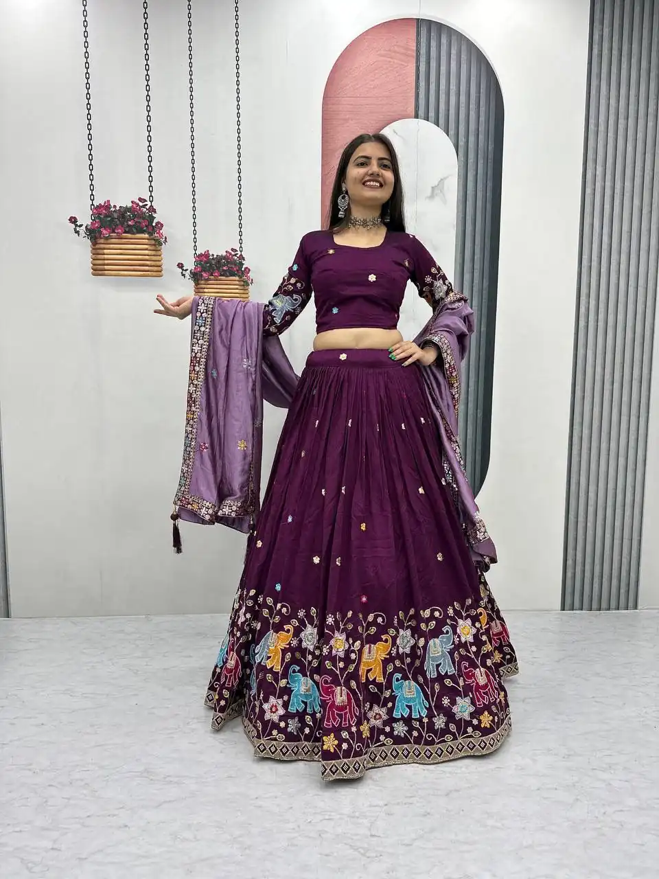 PC 545 Wine Vichitra Silk Lehenga Choli with Lace Border & Lace Work. Special Price ₹3249. Delivery 4-6 Working Days. Shop now. | Lehenga, Bollywood Lehenga, Creative Lehenga, Designer Lehenga, Embroidered Lehenga, Party Wear Lehenga