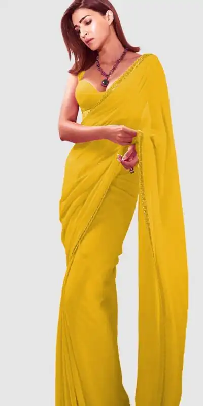 JR 617 Yellow Color Georgette Embroidery Deual Sequence Saree Casual, Wedding, Festive, Events Expected Delivery  4-6 Working Days @1649/- | Sarees, Bollywood Sarees, Creative Sarees, Designer Sarees, Embroidered Sarees, Ethnic Saree, Modern Digital sarees, Party Wear Sarees
