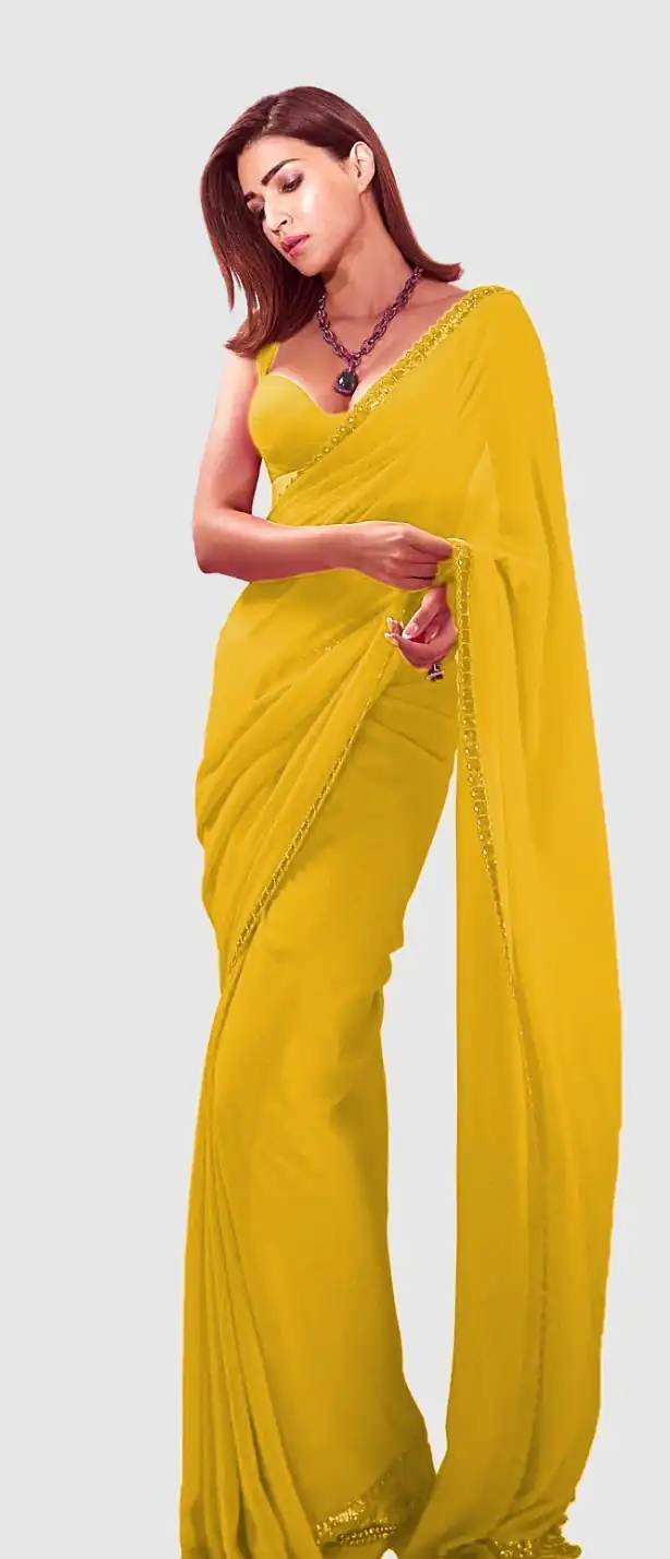 JR 617 Yellow Color Georgette Embroidery Deual Sequence Saree Casual, Wedding, Festive, Events Expected Delivery 4-6 Working Days @1649/- | Sarees, Bollywood Sarees, Creative Sarees, Designer Sarees, Embroidered Sarees, Ethnic Saree, Modern Digital sarees, Party Wear Sarees