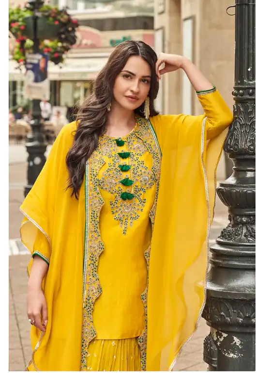 FC Sayuuri 5595 Yellow | Yellow Georgette Salwar Suit with Embroidery Work & Lace Work. Special Price ₹3149. Delivery 4-6 Working Days. Shop now. | Jump Suits, Tops & Bottoms, Track Suits, Trendy Wear, Salwar suit, Designer Suits, Casual Suits, Creative suits, Palazzo Suits, Party Wear Suits, Patiala Suits, Straight Suits