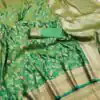 Parrot Green Banarasi Silk With Zari Lace Work Saree