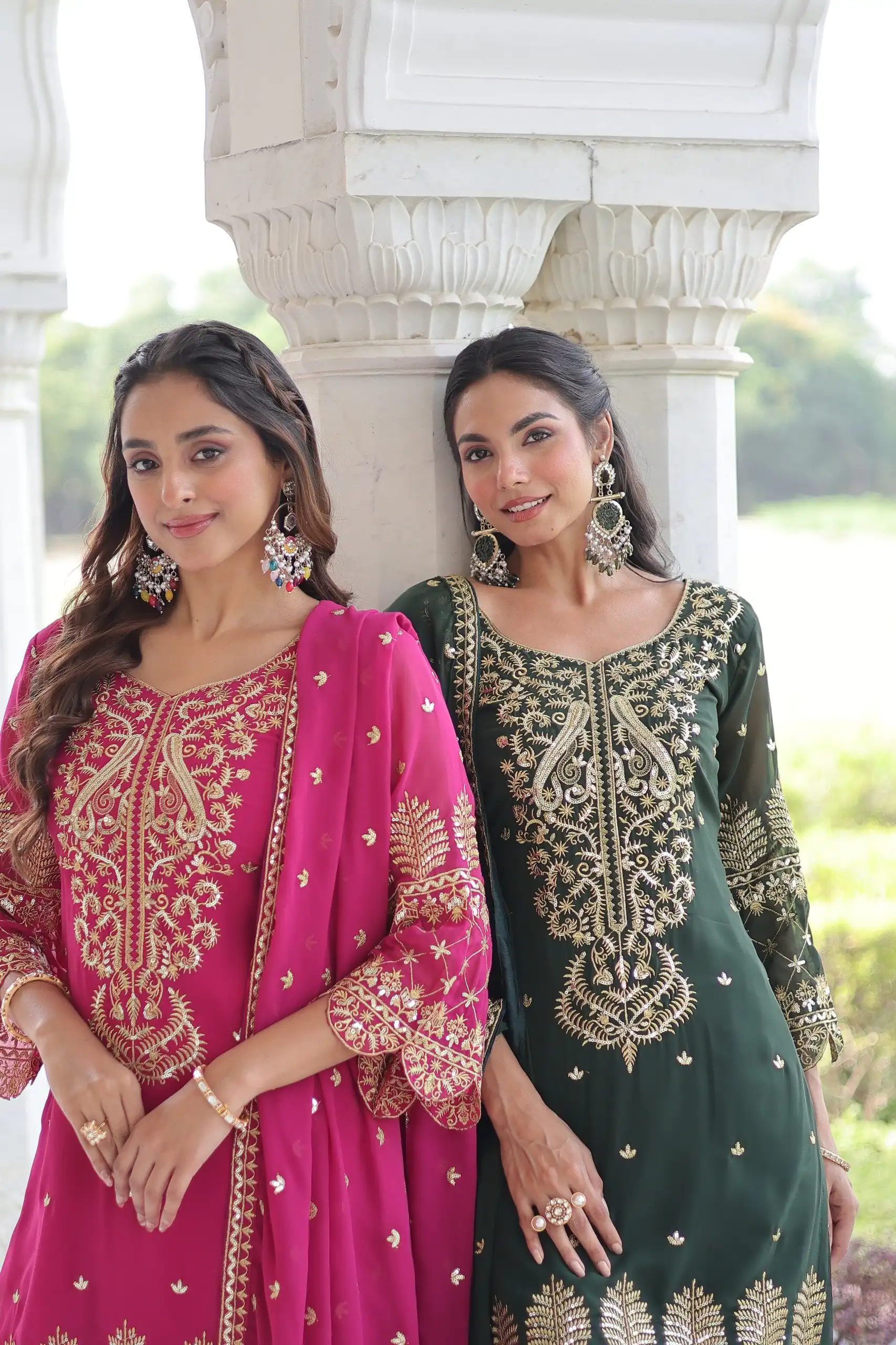 Pink Faux Blooming Embroidered Work Salwar Suit - Image 8