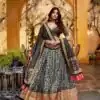 Black Tasar Silk Gotta Patti Lace Work Lehenga Choli