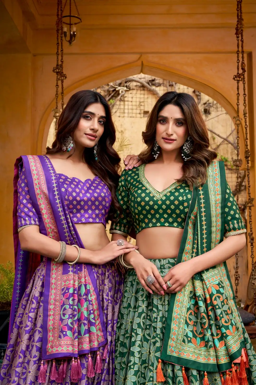 Purple Tasar Silk Gotta Patti Lace Work Lehenga Choli - Image 4