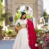 Off White Vichitra Silk Sequins Work Lehenga Choli