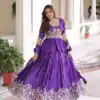 Purple Gold Crush Embroidery Zari Work Lehenga Choli