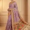 Lavender Soft Pashmina Lace Zari Work Saree