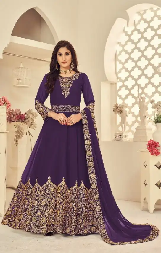 Purple Georgette Stone Work Salwar Suit