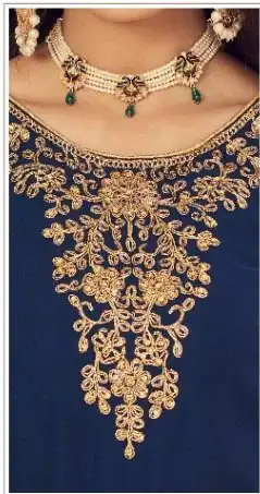 Navy Blue Georgette Stone Work Salwar Suit - Image 3