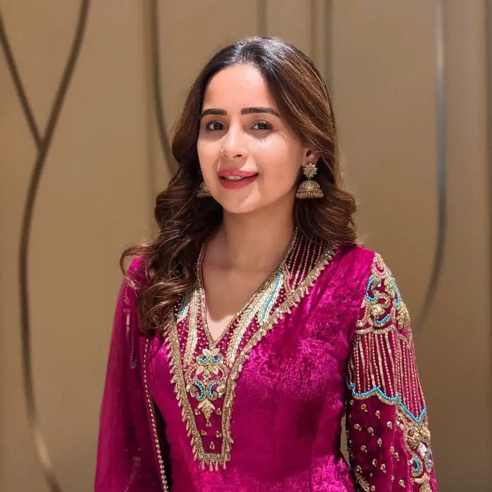 Rani Pink Velvet Embroidery Zari Work Salwar Suit - Image 2