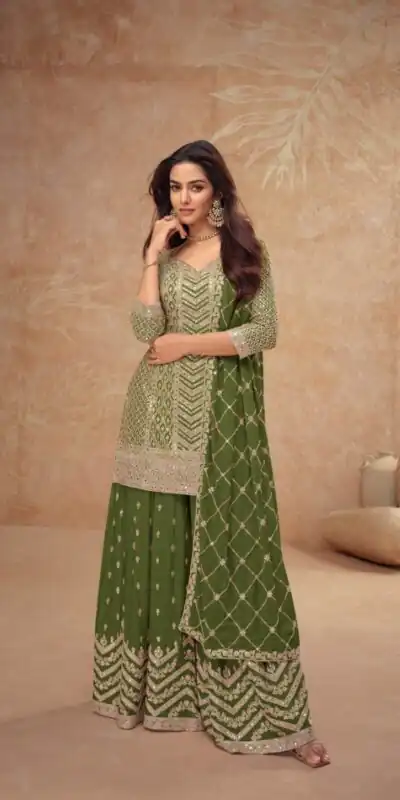 Mahendi Chinon Sequence Work Salwar Suit