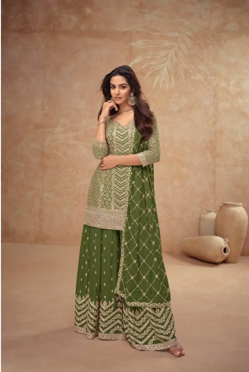 Mahendi Chinon Sequence Work Salwar Suit