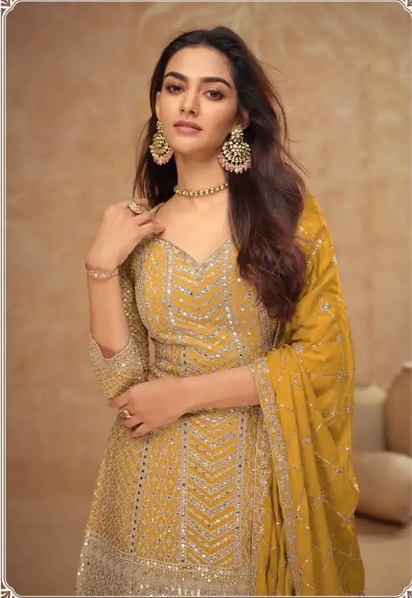Mustered Chinon Sequence Work Salwar Suit - Image 2