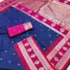 Navy Blue Banarasi Silk Zari Lace Work Saree