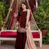 Maroon Velvet Rivet Moti Hand Work Salwar Suit